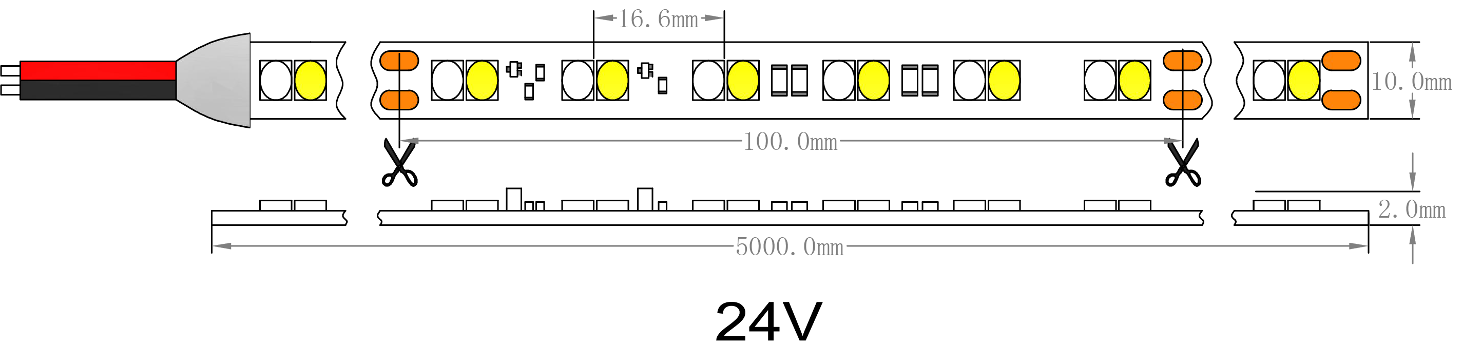 따뜻한 LED 스트립 조명 치수로 어둡게
