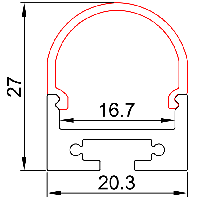 W20.3mm*H27mm(내부 폭 16.7mm) LED 알루미늄 프로파일